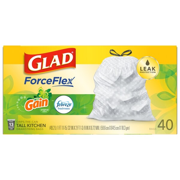 Glad Trash Bags, 0.78 mm, 40 PK 78685 - main